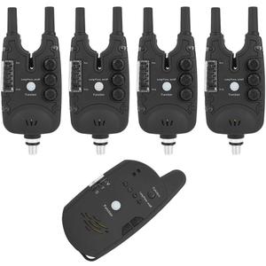 Digital Carp Fishing Bite Alarm Alert Light Warning Fishing Finder with 4 Launcher and 1 Receiver
