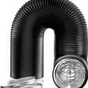 Hon&Guan 8 inch 16 FT Long Air Ducting, Heavy-Duty Four-Layer Protection Dryer Vent Hose for Heating Cooling Ventilation and Exhaust-with 2 Clamps, Black