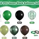 2 x Green Brown Safari Balloons, 50 Pcs Metallic Olive Green Coffee Black Balloons, Sage Green Confetti Balloon for Jungle Camo Army Hunting Graduation Birthday Decoration Supplies