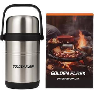 Stainless Steel Insulated Food Jar 1.6L Large Vacuum Lunch Container for Hot & Cold Food Leakproof Thermal Soup Jar with Handle BPA-Free, Portable for Work, School, Camping