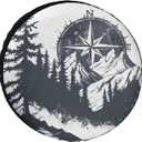 Camper Spare Tire Cover 12 Inch Mountains with A Compass Wheel Protectors Tyre Covers Weatherproof Wheel Covers Vintage Compass Universal Fit for Trailers SUV Truck Camper Travel