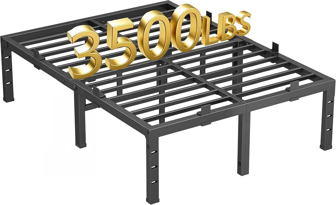 14 Inch King Bed Frame with 6 Mattress Baffles,Upgrade Steel Support