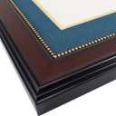 GraduatePro 11x17 Diploma Frame with Tassel Holder for 8.5x11 Certificate Shadow Box, Mahogany Gold Rim with Double Mat Navy Over Gold, Real Glass