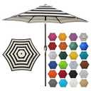 Blissun 7.5 ft Patio Umbrella, Yard Umbrella, Outdoor Market Umbrella with Push Button Tilt Crank, Black & Beige