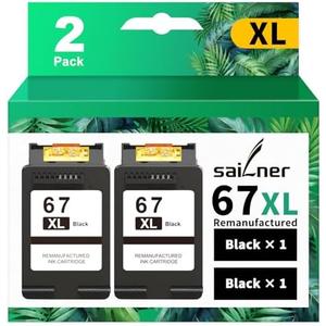 SAILNER 67XL Black High-Yield Ink Cartridge Replacement for HP Ink 67 67XL HP Printer Ink use with for DeskJet 2855e Ink Cartridges Deskjet 4155e 2755e 4155 2700 2700e Envy 6055 Printer 67(2 Pack)