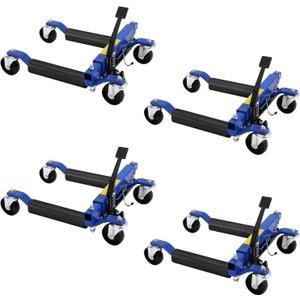 Hydraulic Wheel Dolly Set of 4, 6000LBS Heavy Duty Car Tire Dolly with Foot Pedal Jack, 1500LB Capacity per Dolly, 360 Swivel Casters, Wide Tire Width Compatible up to 12" for Auto Repair, Trucks, SU