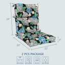 LVTXIII 2 Pack Outdoor High Back Cushions, 22" W x 20" D Tufted Seat and Back Chair Cushion with Ties, Fluffy Patio Replacement Rocking Chair Cushion for Outdoor Furniture Use, Sketch Peony, 44"x22"x4"