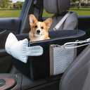 Prpeko Small Dog Car Seat, Portable Dog Seat with Soft Washable Cushion,Center Console Dog Car Seat for Small Dogs Up to 13lbs(Black)