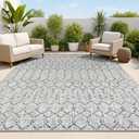 JONATHAN Y Moroccan Geometric Indoor Outdoor Area Rug 8X10 Light Gray/Navy, Ourika Textured Weave for Backyard, Patio, Porch, Easy-Cleaning, High Traffic, Pet-Friendly, Non-Shedding (SMB108A-8)