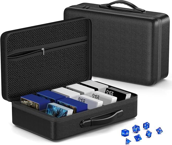 Vitula 12002200 Cards Case Fits for MTG, Cards Against Humanity, Yugioh, Portable Card Storage Box with a Dice Set Used to Storage Trading Card or Game Card (L, Black)