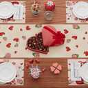 XCHI Roses Flowers Love Hearts Vase Valentines Day Table Runner Table Decoration for Party Home Kitchen Dining Dinner Holiday Decor 13x36 Inch