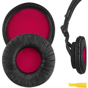 Geekria Replacement Ear Pads for Sony MDR-V55, V500DJ Headphones Ear Cushions, Repair Parts (Black Red)