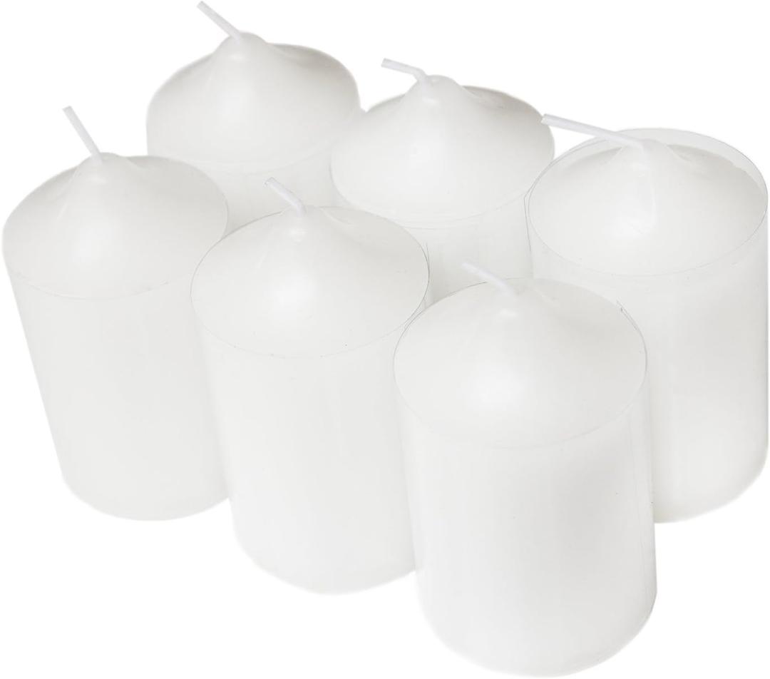 Super Z Outlet Unscented Pillar Candles for Weddings, Home Decoration, Relaxation, Spa, Smokeless Cotton Wick (6, White, 2"x3")