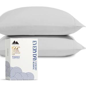 Mayfair Linen 100% Organic Cotton King Size Pillow Cases Set of 2 - Ultra Soft Hotel Quality King Pillow Covers, Authentic GOTS Certified, Crisp, Cooling Percale Weave Cotton Pillowcases - Light Grey