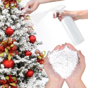 Instant Snow Flocking Powder with 1 Pack 500ml Spray Bottle, Self Adhesive Fake Snow for Christmas Tree, Wreath Garland, DIY Winter Village Decoration (4.4 Pounds)