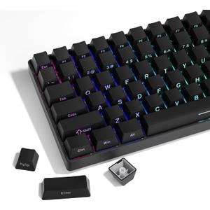 XVX PBT Keycaps - Side Print Keycap Set, Double Shot Shine Through Custom Keycaps, Black Keycaps OEM Profile 136 Keys, Minimalist Style Phantom Keyboard Keycap for Mechanical Keyboards (Black)