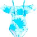 Kanu Surf Girls' Peggy UPF 50+ Beach Sport Off Shoulder One Piece Swimsuit, 3T, Beach Girl Blue