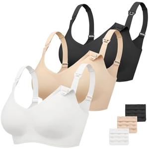 Vinfact 3 Pack Nursing Bras for Breastfeeding Comfort Maternity Bras for Pregnancy Wireless Seamless Breastfeeding Bras, Small