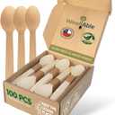 Disposable Wooden Cutlery Set - 100% Home Compostable - 100 Spoons 6.5", Bamboo Utensils Alternative, Eco-Friendly, Organic, Sustainable and Carbon Neutral Certified