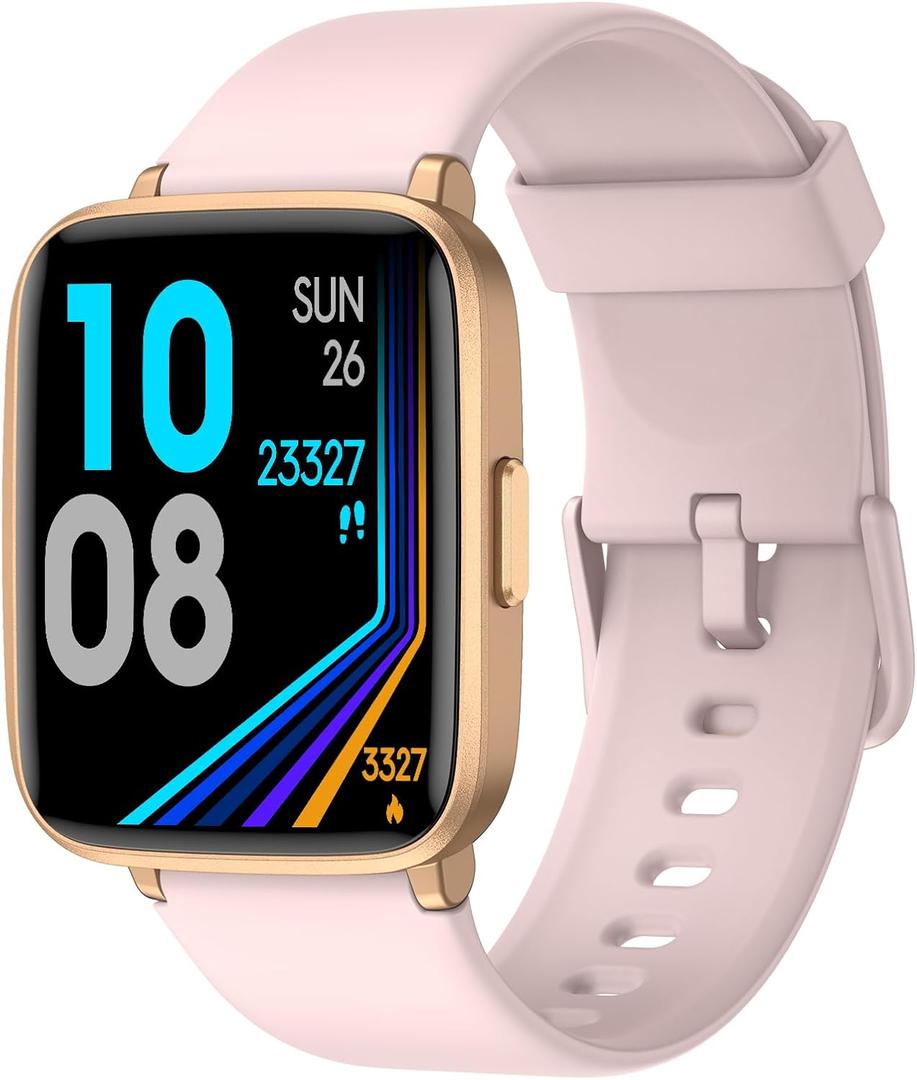 Fitness Tracker Watch with Heart Rate Monitor, Activity Tracker with Pedometer, Sleep Monitor, Calories & Step Counter, IP68 Waterproof Smart Watches for Women Men Fitness Watch for Sports (Light Pink)