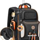 Backpack Tool Bag with Wheel, Rolling Tool Backpack for Electrician Heavy Duty Roller Tool Bag on Wheel for Construction Work, 75 Pockets & Loops Tool Backpack with Molded Base and Combination Lock