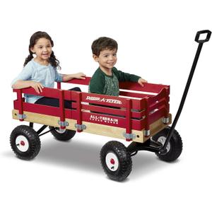 Foldable Wagon, Rolling Cart, Carts with Wheels, Outside Toys for Toddlers 1-3, Radio Flyer All-Terrain Cargo Toddler Stroller Wagon for Kids, Gardening, Camping Essentials, for Ages 1.5+ Years, Red