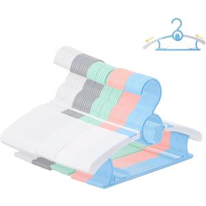 50 Pack Infant Hangers, Non-Slip Kids Hanger, 11"-14" Adjustable Baby Hanger, Space Saving Plastic Hangers for Girl Boy Toddler Kids Child (Multicolour) (Mixed-color)