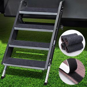 RV Step Covers 4 Pack 24" Wide x 7.5" Deep Camper Step Covers, Non Slip RV Stair Treads for Travel Trailers, Mobile Home, Motorhome (Gray)