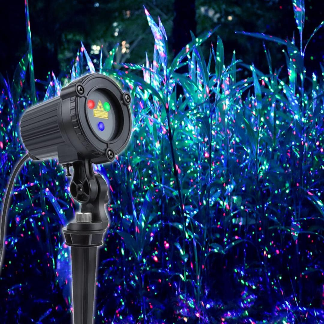 Laser Christmas Lights, Outdoor Garden Laser Lights Projector, Motion Star 3 Color Red Green Blue, Water Proof, Suitable for Outdoor Garden Decorative