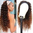 G&T Wig Headband Wigs for Black Women Wet and Wavy Headband Wig Curly Wave Synthetic Wigs Glueless Heat Resistant Long Wigs for Daily Party Use (Dark Brown,24 inches)