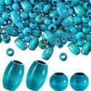WILLBOND 130 Pieces Macrame Wooden Beads 10mm Hole Loose Beads with Hole for Macrame Making Kits Supplies Jewelry Bracelet Making Hair DIY Craft Handmade Decor(Peacock Blue, Classic)