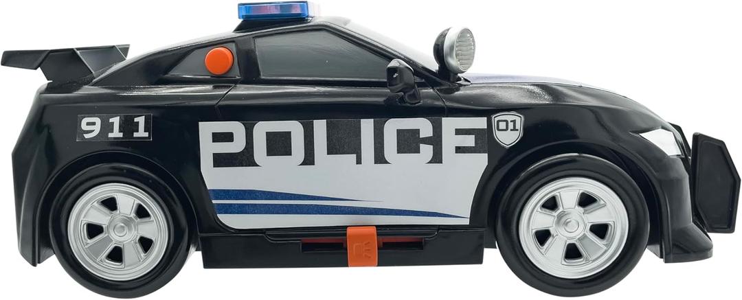 Mighty Fleet Power Movers 15 Interactive Police Car Toy Motion Drive Motorized Action, Flashing Lights & Siren, Working Spotlight, Batteries Included, Kids Ages 3 +