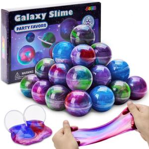 JOYIN Slime Party Favors, 7 Pack Galaxy Slime Ball - Stretchy, Non-Sticky, Mess-Free, Stress Relief, and Safe - Toys for Girls and Boys - Classroom Reward, Party Supplies