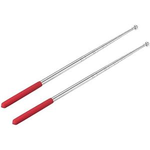 PATIKIL 5 Feet Telescopic Handheld Flagpoles, 2 Pack Stainless Steel Extendable Portable Guide Flag Pole for Tour Guides Teacher Pointer, Red