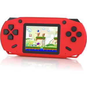 16 Bit Handheld Game for Kids, 3.0'' Large Screen Retro Gaming Player, Preloaded 200 HD Retro Kids Games with 2 Cartridges for Birthday Gift, Video Games for Boys & Girls Aged 4-12(Red)