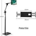 Niumowa Tablet Floor Stand Holder, 360 Degree Rotating with Height Adjustable Stand Compatible with 4.7"-13" Phone/Tablet, Kindle, 63" Phone Stand, Aluminum Alloy, for Bed,Sofa,Desk.Black