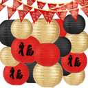Party greeting Hibachi Lantern Banner Set 16 Pcs Hibachi Party Decorations Red Black Gold Japanese Lantern Chinese Banner for Hibachi Sushi Asian Chinese Japanese Party Decor Decoration Supplies