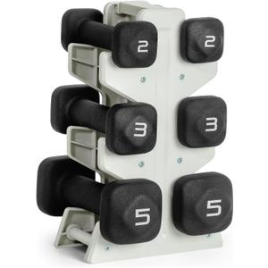 Tone Fitness Neoprene Dumbbell Set with Storage Rack  Non-Slip, Anti-Roll Hand Weights for Home Gym Workouts | 20 lb, 32 lb, & 50 lb Options (Black)