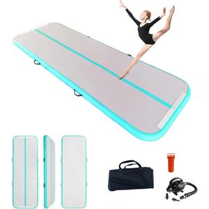 YUJIA Inflatable Gymnastics Mats For Tumbling Track, Home & Outdoor Training, Air Track Tumbling Mat With Air Blower & Carry Bag, 13FT Ideal For Yoga, Cheer & Practice Easy Inflation
