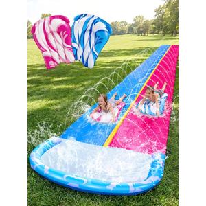 JOYIN 22.5FT Water Slide and 2 Inflatable Boards, Extra Long Heavy Duty Double Lawn Waterslide with Sprinkler for Kids Adults Backyard Summer Water Toy Outdoor Fun, Blue, Pink