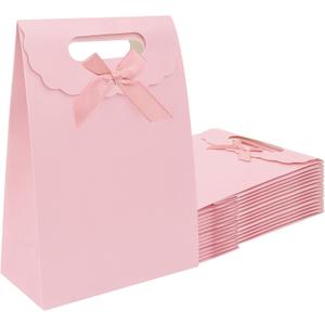 Patdefie gift bags with handles small size 7×4×10 inch 16pcs Medium Size for Birthday, Party, Favor, Wedding, Anniversary (Pink)