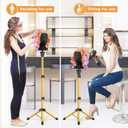 Wig Head Stand 50 Inches, Height Adjustable Tripod Wig Stand, Salon Mannequin Head Stand with Anti-Slip Base for Styling, Wig Display Barber Training, Beauty School (Gold)