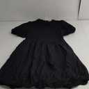 KIRUNDO Womens Summer Smocked Mini Dress 2025 Spring Puff Short Sleeve Boho Ruffle Crewneck Bubble A Line Short Dresses(Black, X-Large)