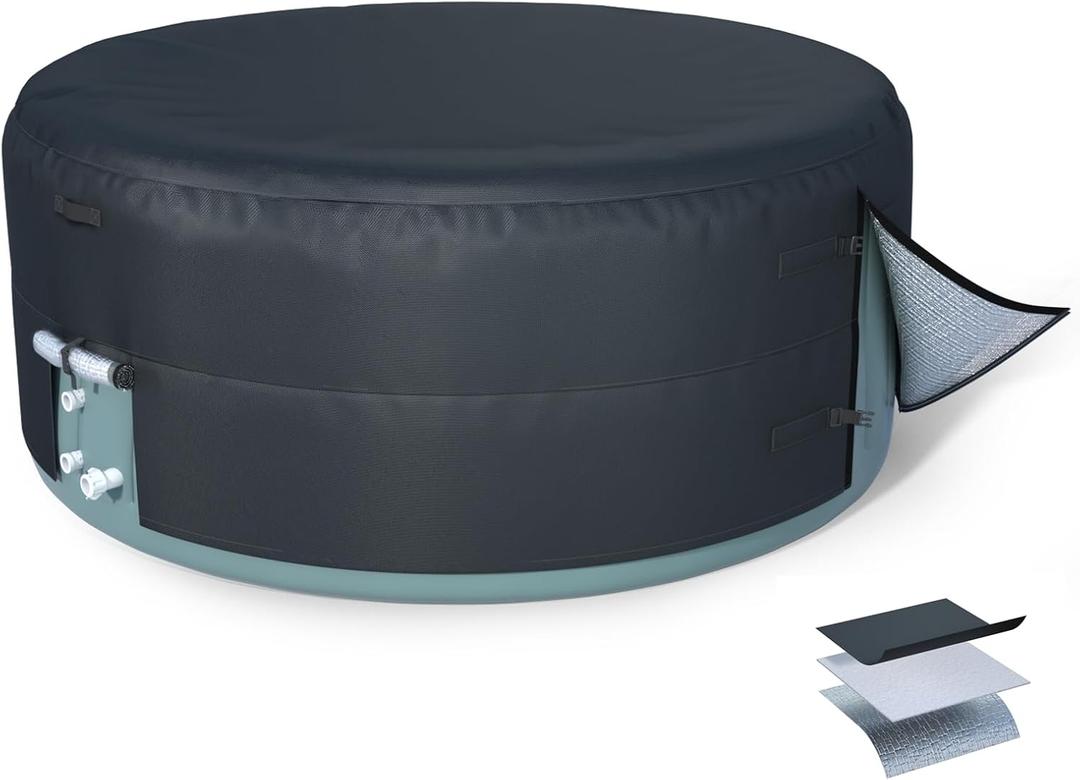XCZ Portable Hot Tub Cover, Spa Thermal Cover, Waterproof, dustproof, Insulated, Suitable for 85in Round hot tub, Black.