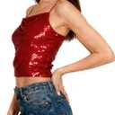 Sequin Cami Top Square Neck Sparkly Tank Top Sleeveless Party Camisole Shirts (XL)