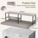 sykart Washer and Dryer Countertop with Shelf, 2-Tier 54" x 27.5" Wood Laundry Countertop Non-Slip Pads, Washer Dryer Topper with High Edge Rails and Hooks, Waterproof & Heat Resistant Top (Gray)
