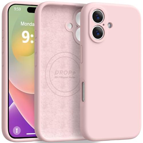 Ktele Magnetic for iPhone 16 Case [Compatible with Magsafe] [Premium Silicone Satin-Smooth Touch] Slim Shockproof Anti-Scratch Microfiber Lining Case, 6.1 inch, Chalk Pink