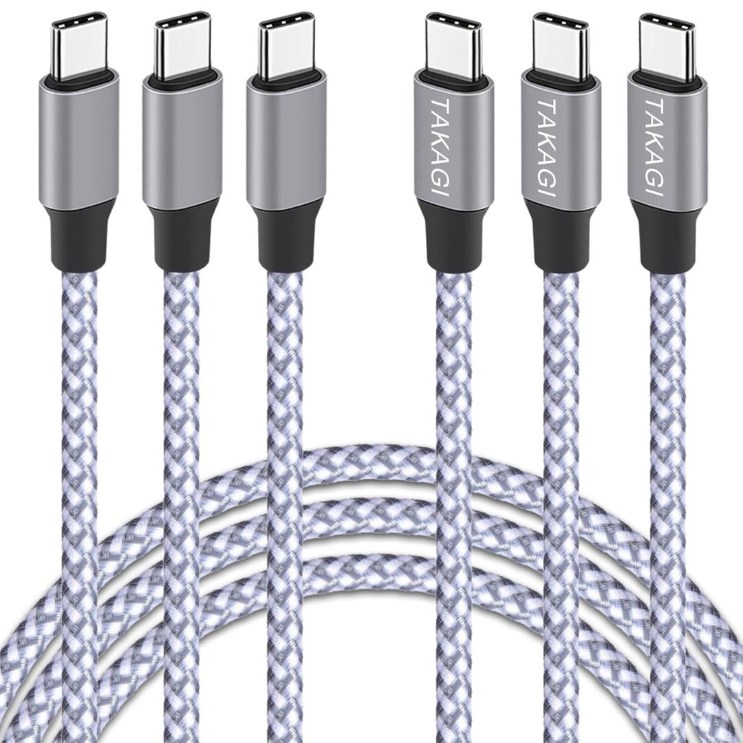USB C to USB C Cable,Type C Charger Fast Charging Cable 60W 3ft 3Pack Nylon Braided Data Sync USB C Cable for iPhone 17 16 15 Pro Max,Plus/iPad Mini 6,Pro 12.9/MacBook Pro/Air 4/5/Galaxy S25/S24/S23