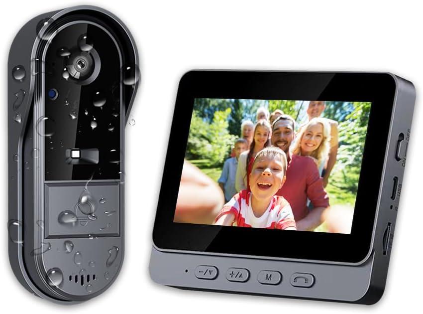 TKMARS Doorbell Camera Wireless No Subscription with Monitor, Waterproof Video Intercom 1080P No App/WiFi Needed, 2-Way Talk,170 View Angle,Night Vision Door Bell for Home/Apartment/Seniors