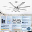 72" Ceilling Fans with Lights, Chandelier Fan Modern DC Motor Dimmable Led Fandelier Ceiling Fan with Light for Bedroom, Living Room, Indoor/Outdoor, Silver